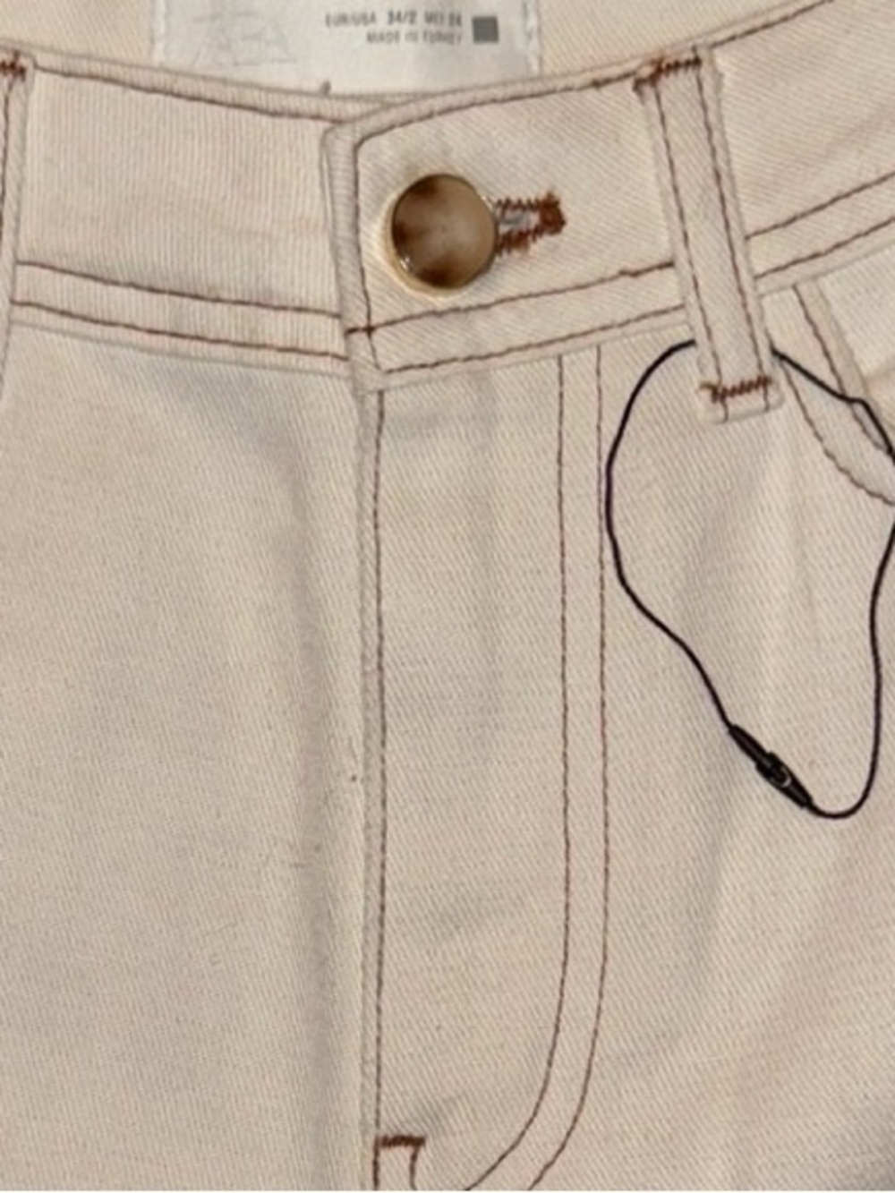 Zara's High-Rise Wide-Leg Jeans Cream color NWOT - Picture 8 of 9